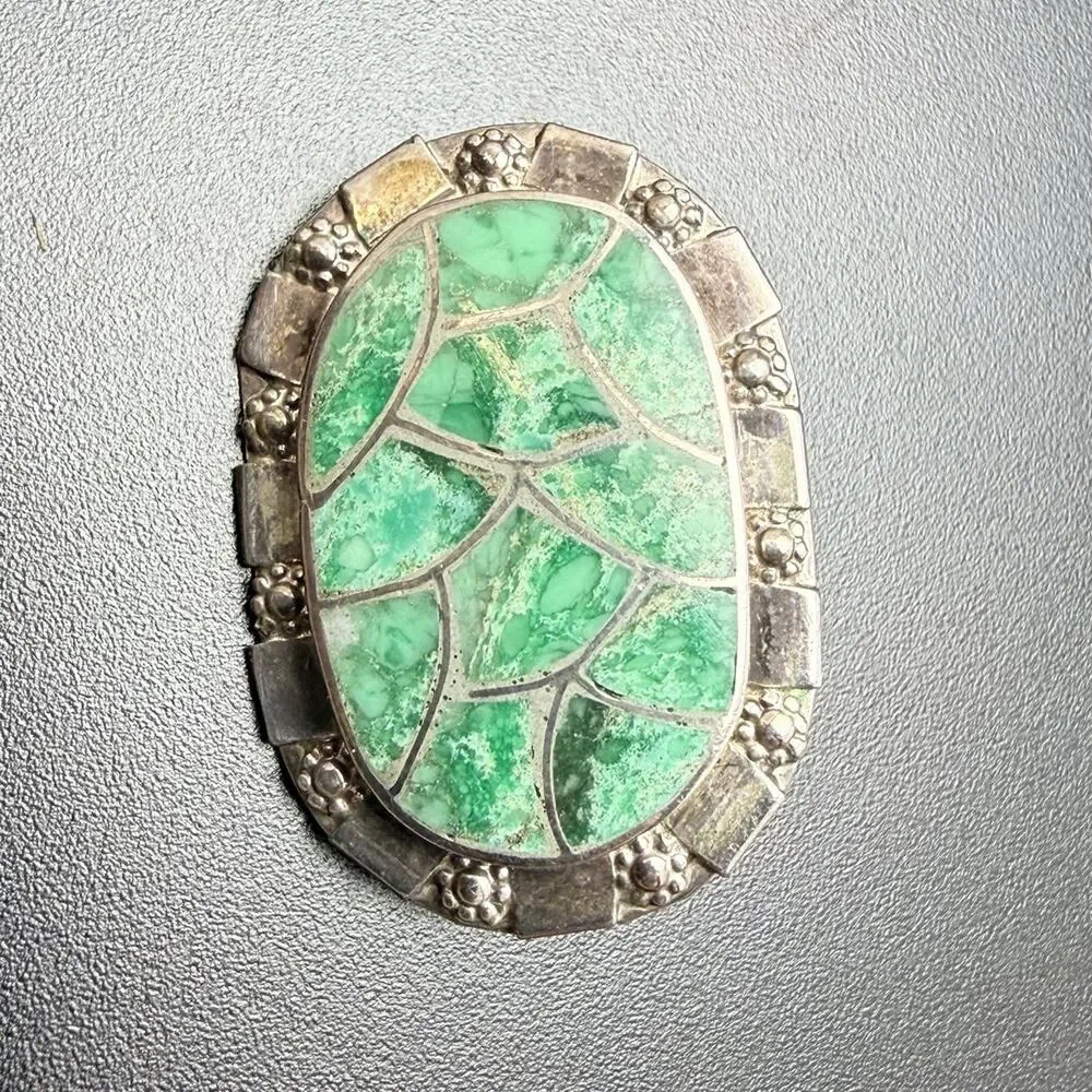 Carmichael Haloo CHA100 Pendant / Pin Turquoise Inlay Hand Signed Vintage